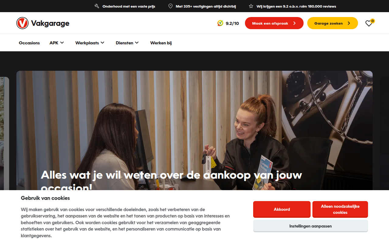 Screenshot van vakgarage.nl