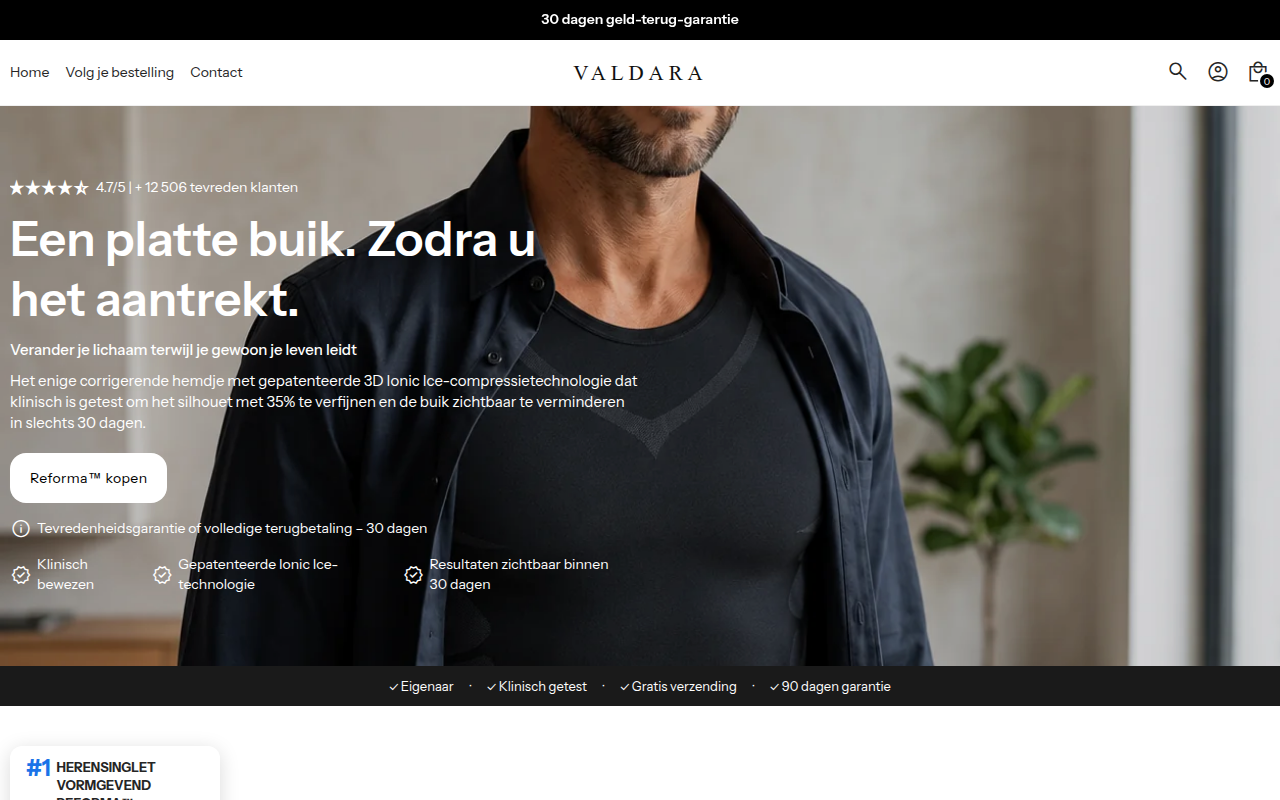 Screenshot van valdara.nl