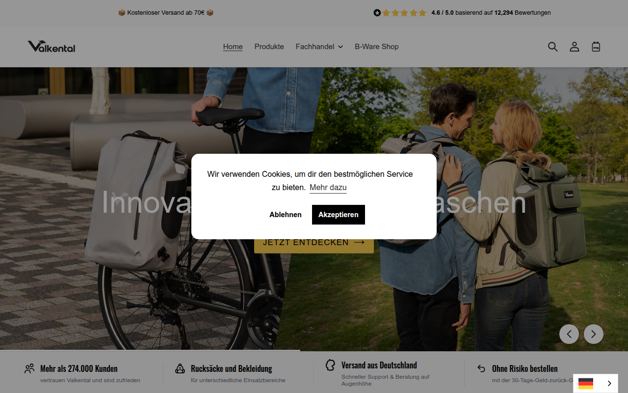 Screenshot van valkental.com