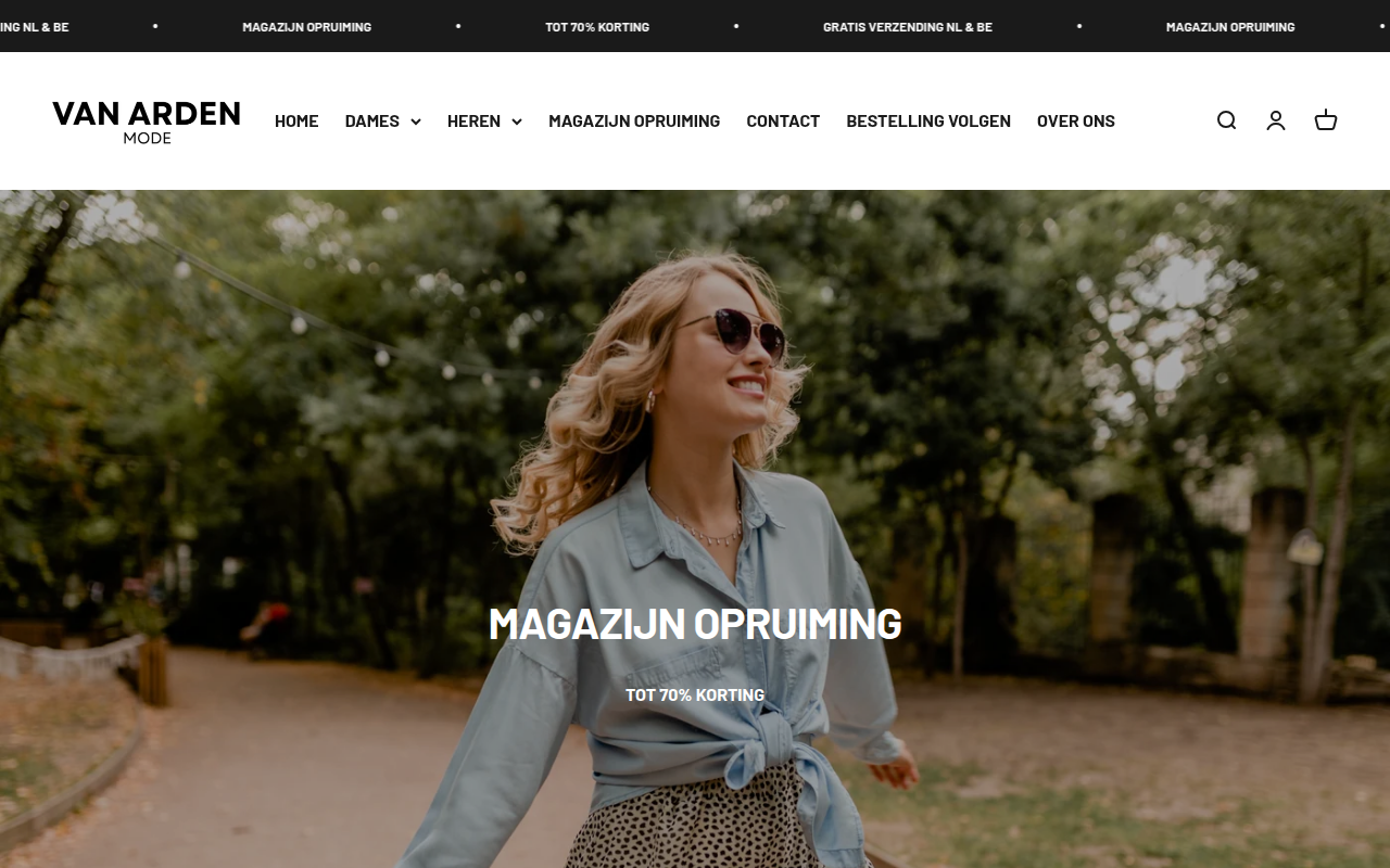 Screenshot van vanardenmode.com