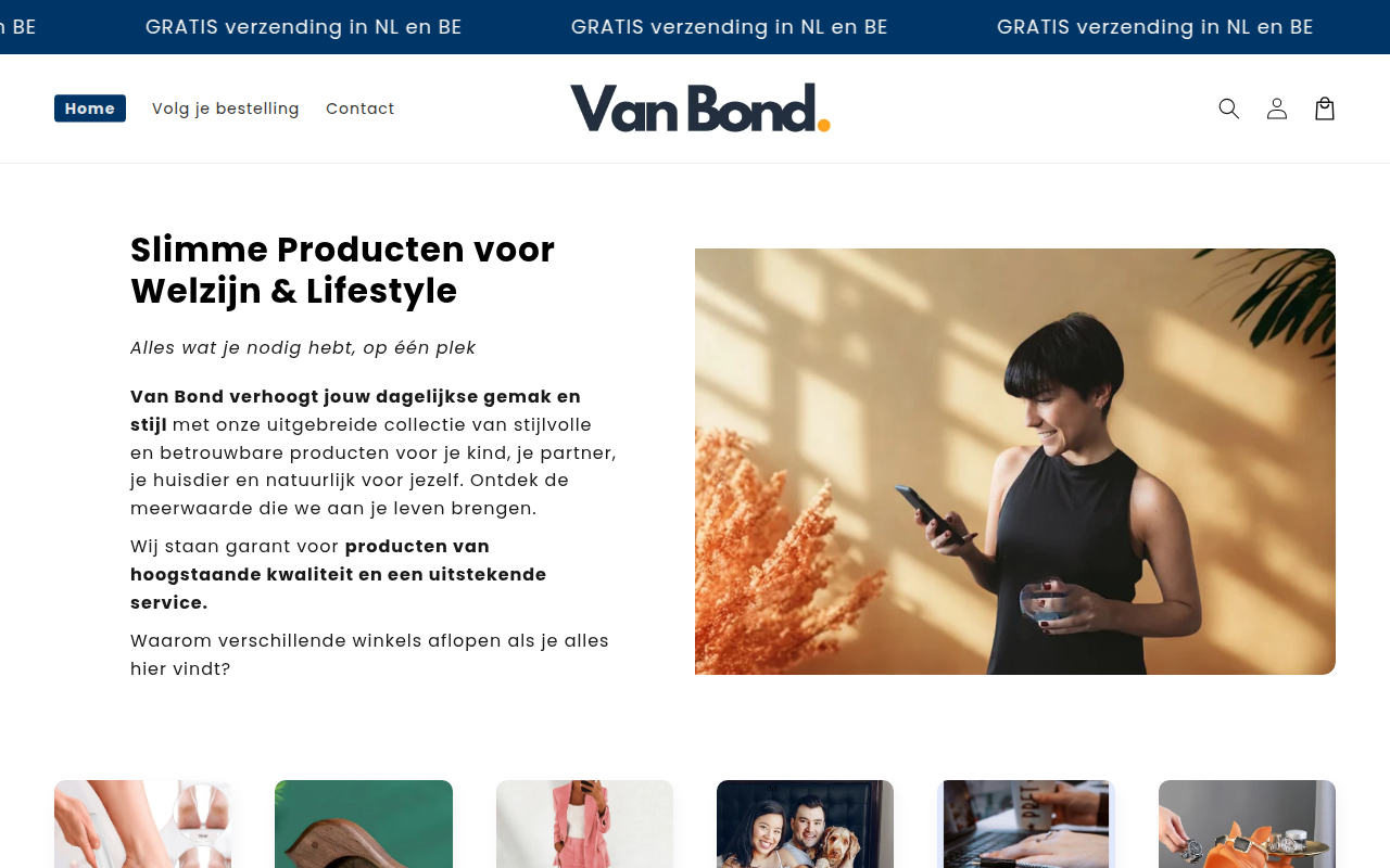 Screenshot van vanbond.nl