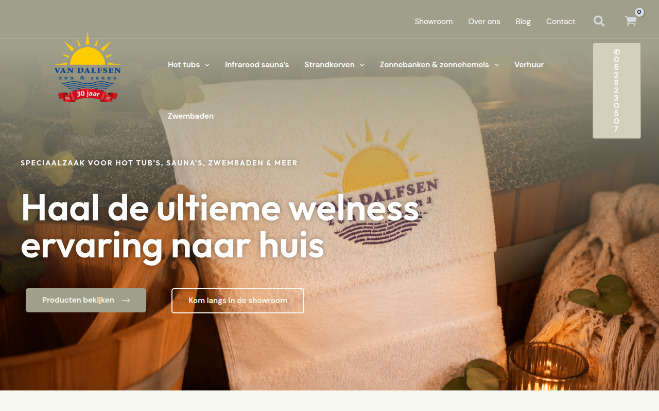 Screenshot van vandalfsen-zon-sauna.nl