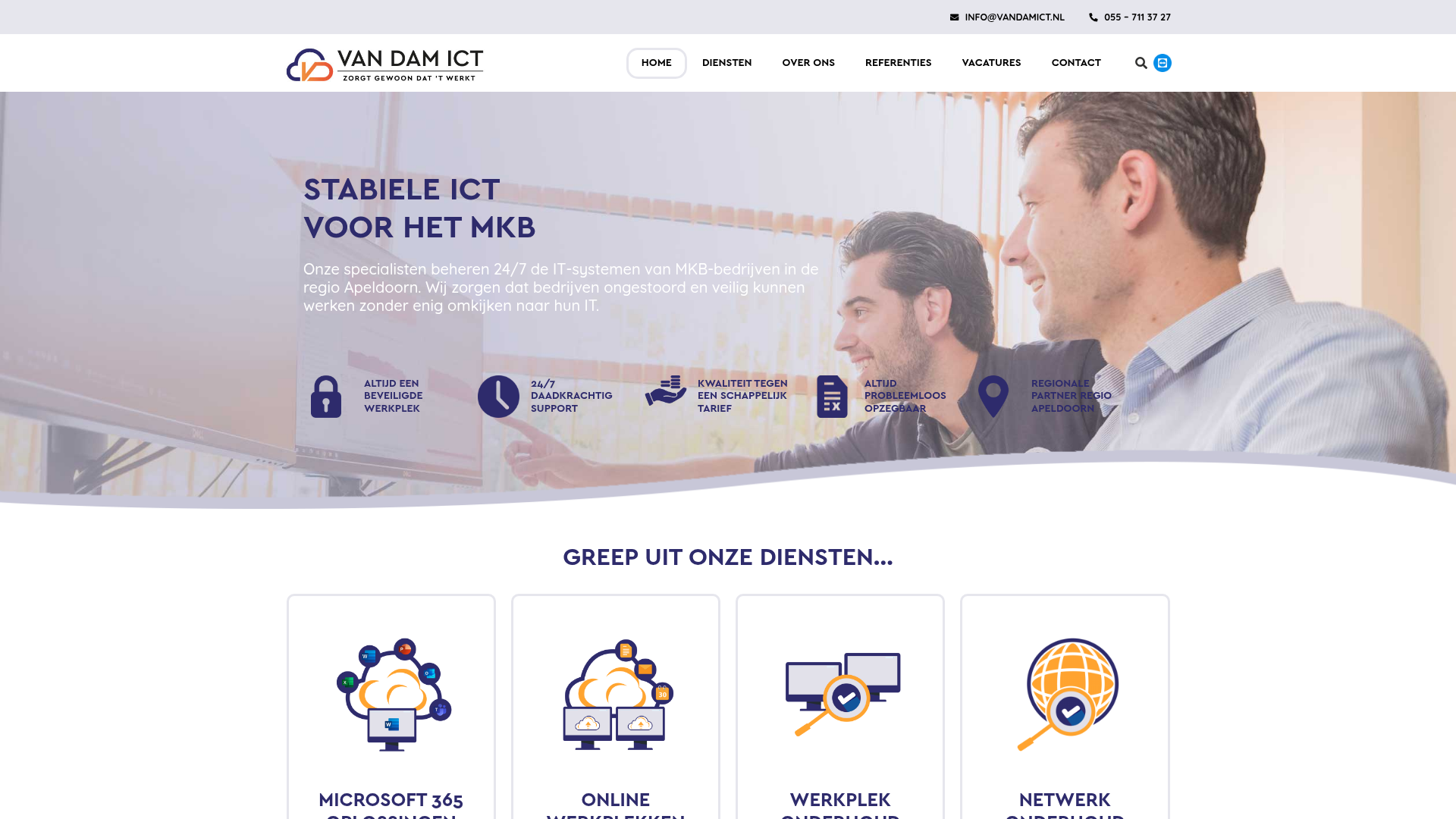 Screenshot van vandamict.nl