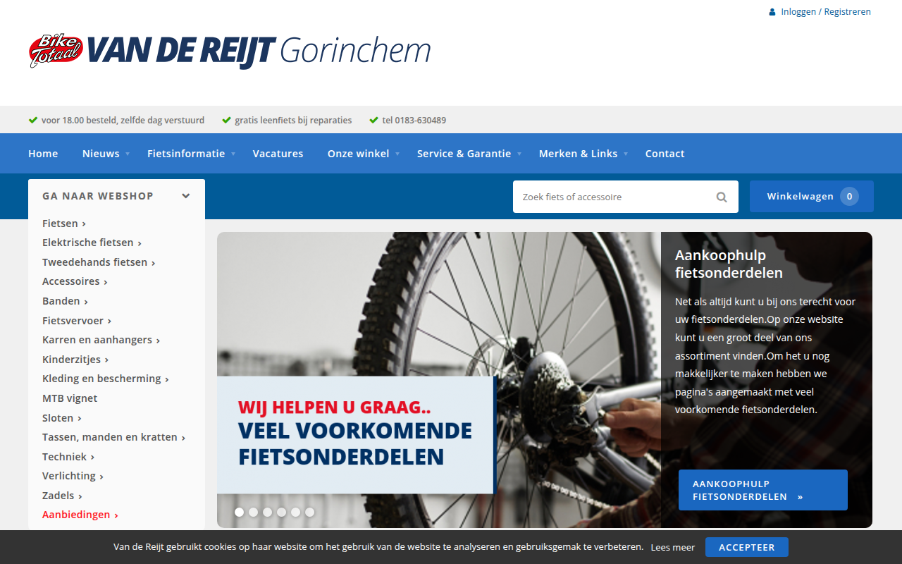 Screenshot van vandereijtfietsen.nl