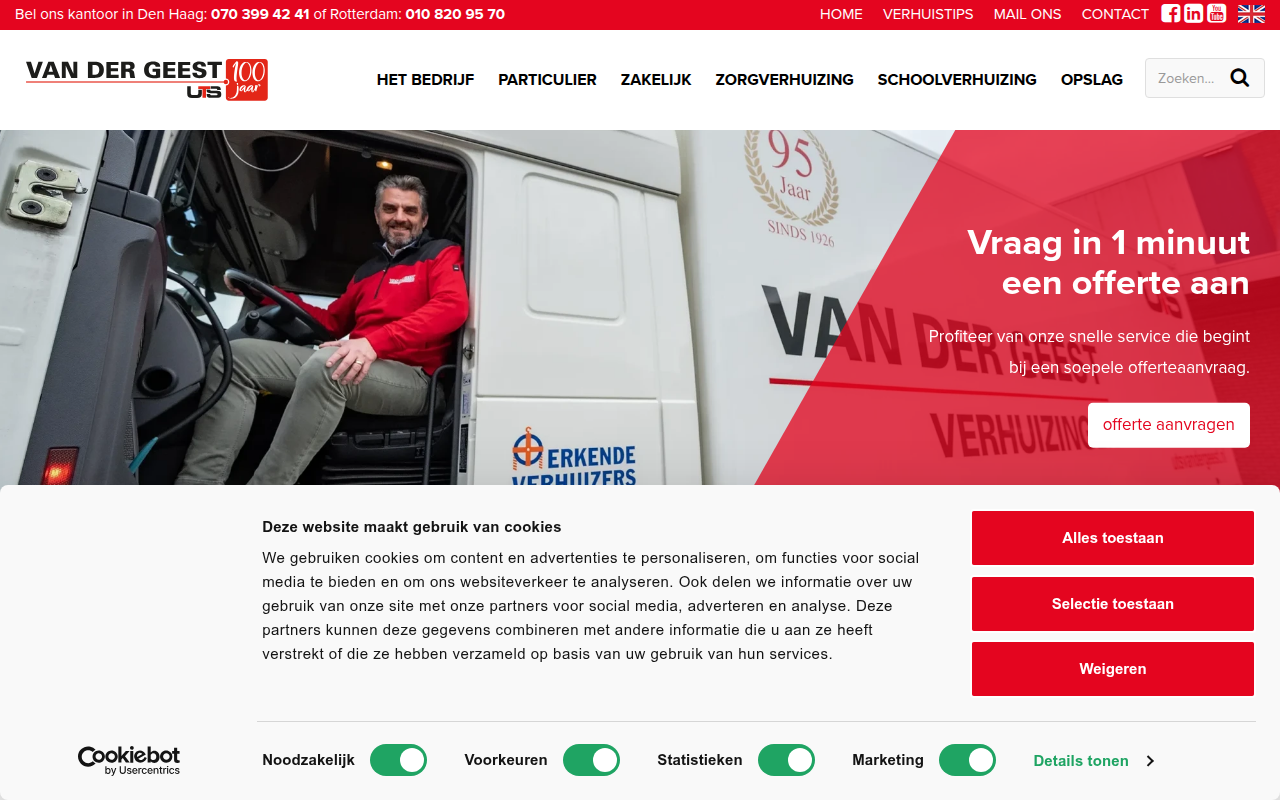 Screenshot van vandergeestgroep.nl