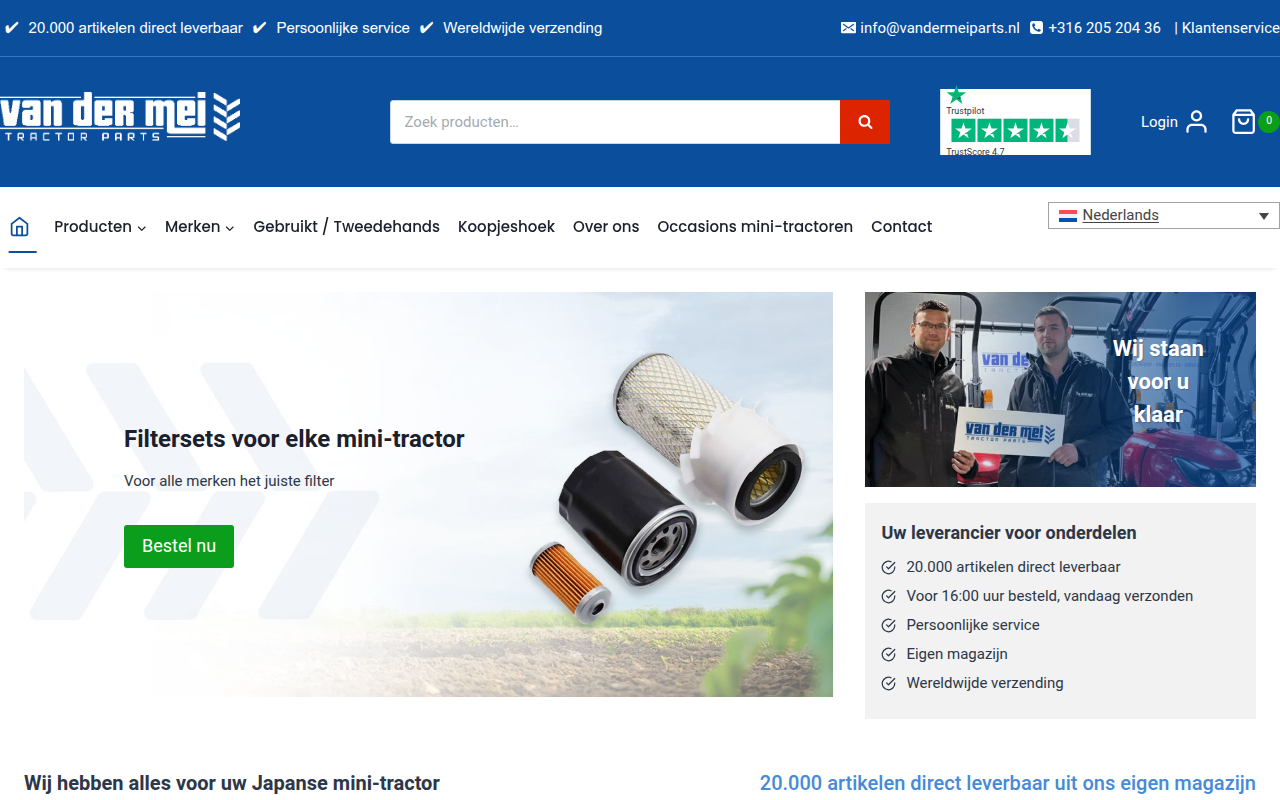 Screenshot van vandermeiparts.nl