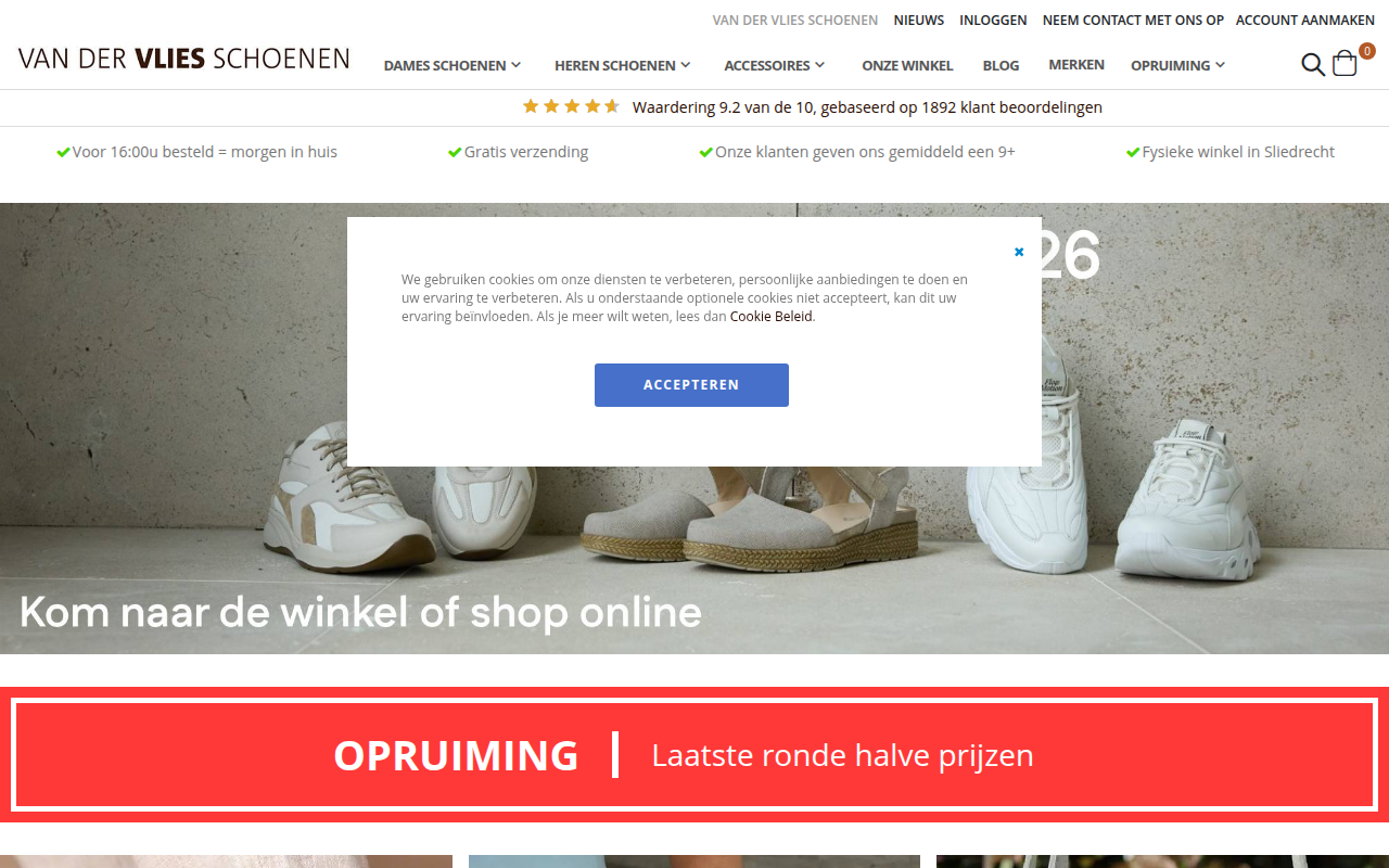 Screenshot van vandervliesschoenen.nl