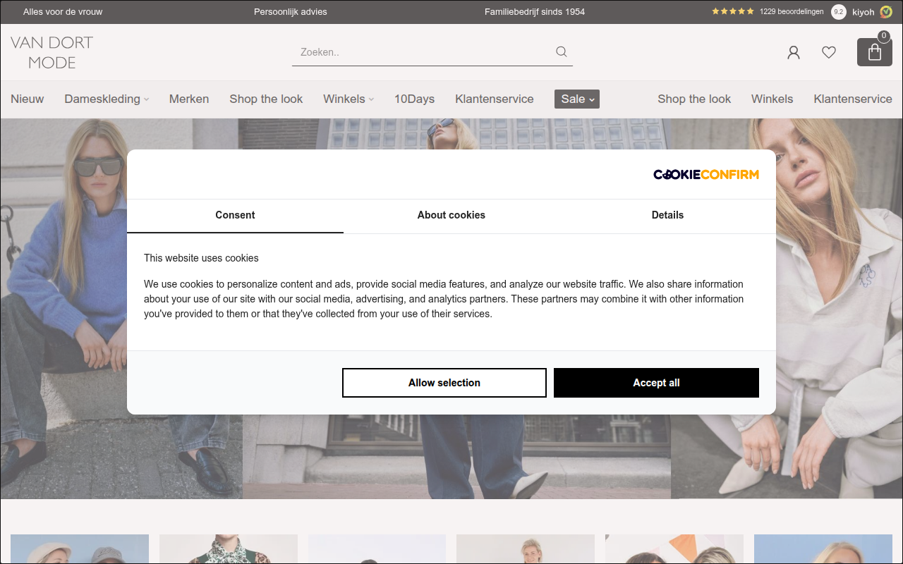 Screenshot van Luxe Damesmode &amp; Inspirerende Outfits | Familiebedrijf sinds 1954 - Van Dort Mode