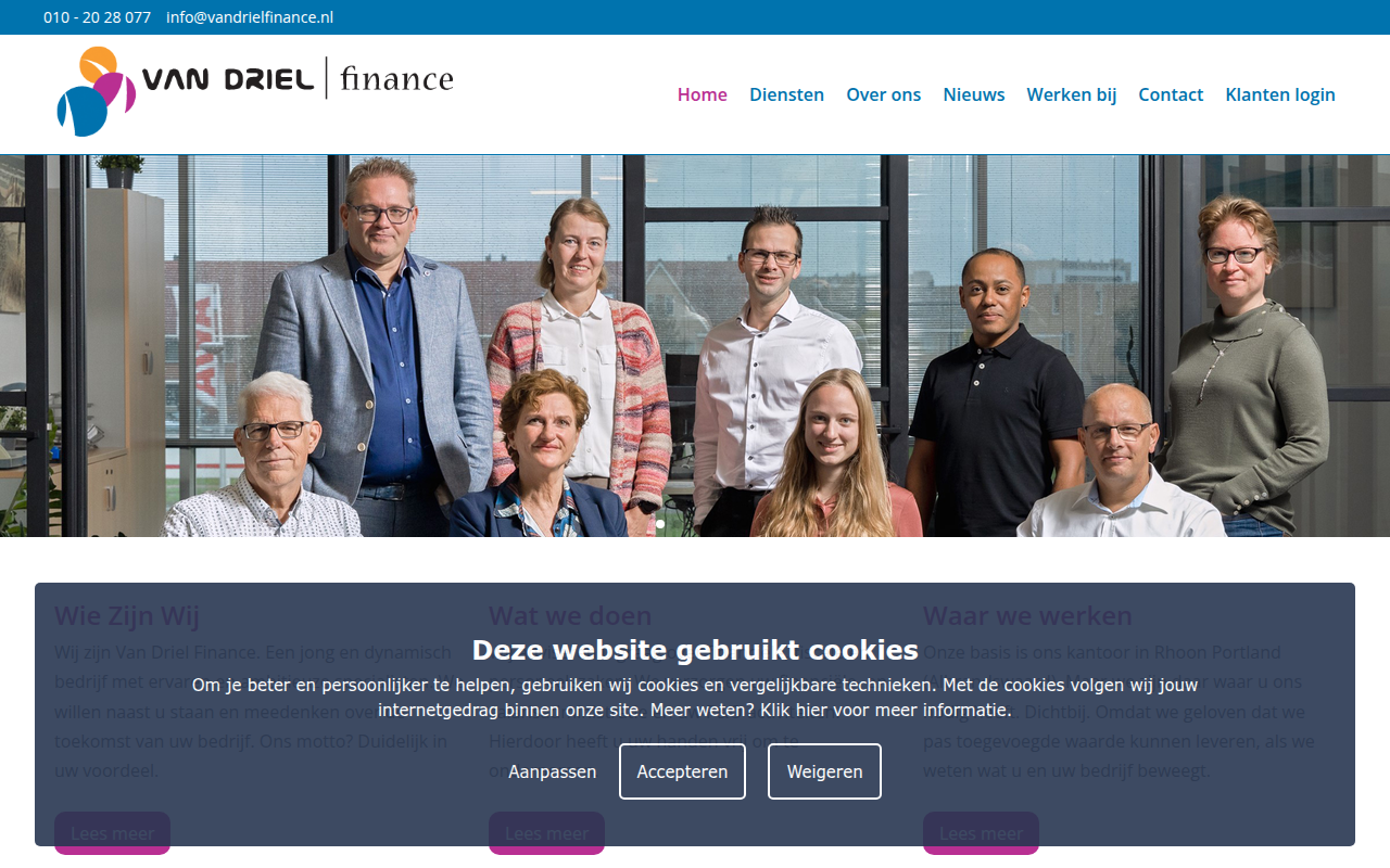 Screenshot van vandrielfinance.nl