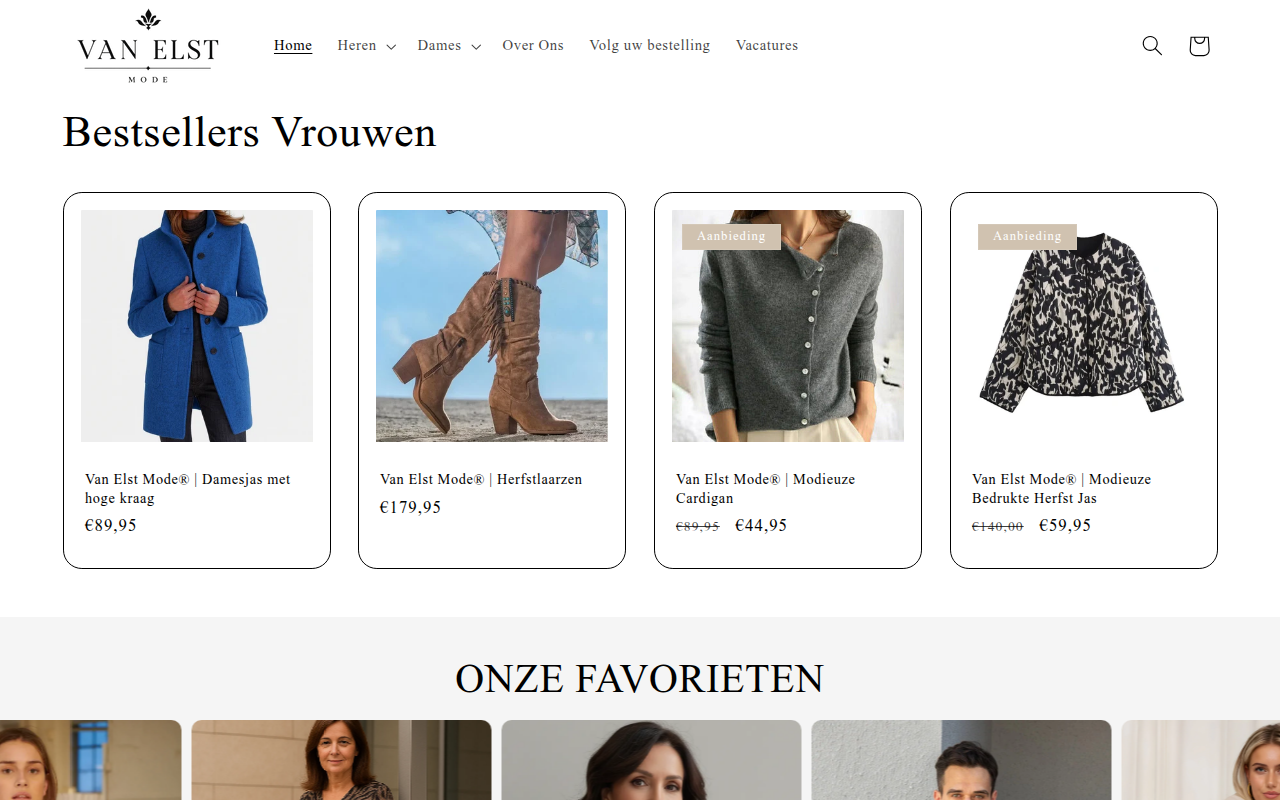 Screenshot van vanelstmode.nl