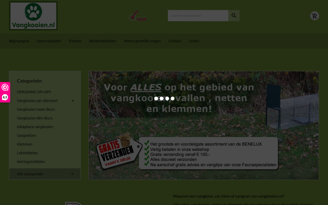 Screenshot van vangkooien.nl