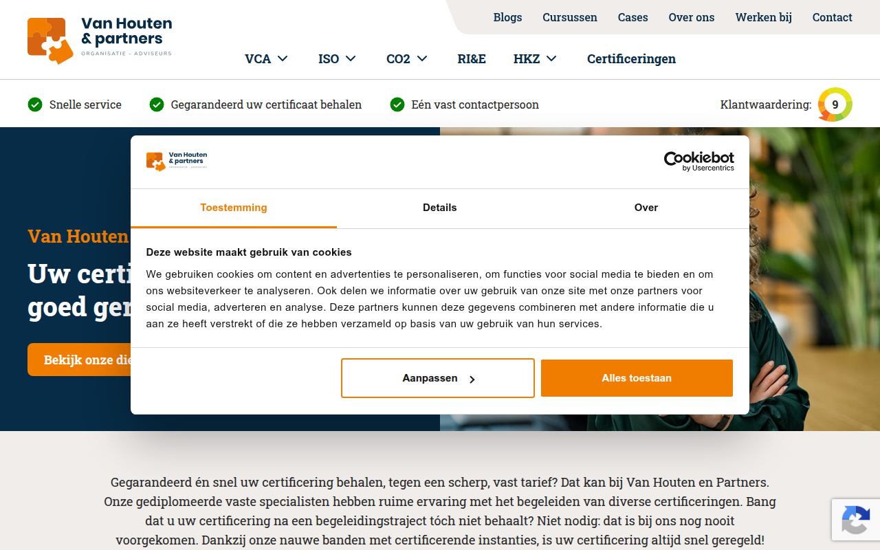 Screenshot van vanhouten.nl