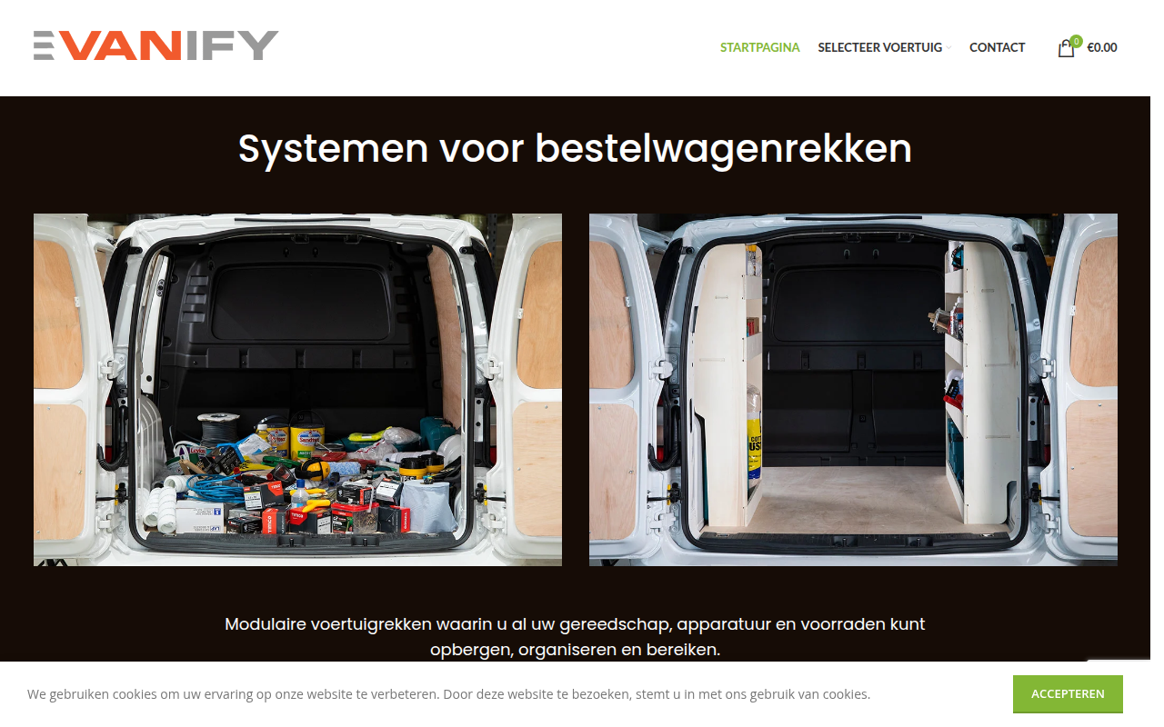 Screenshot van vanify.nl