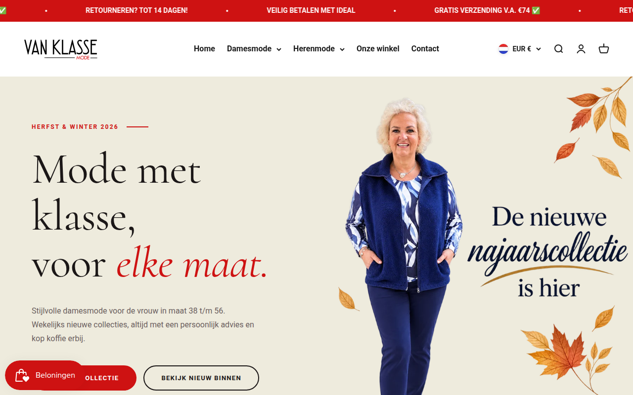 Screenshot van vanklassemode.nl