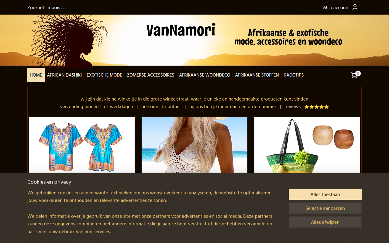 Screenshot van vannamori.com