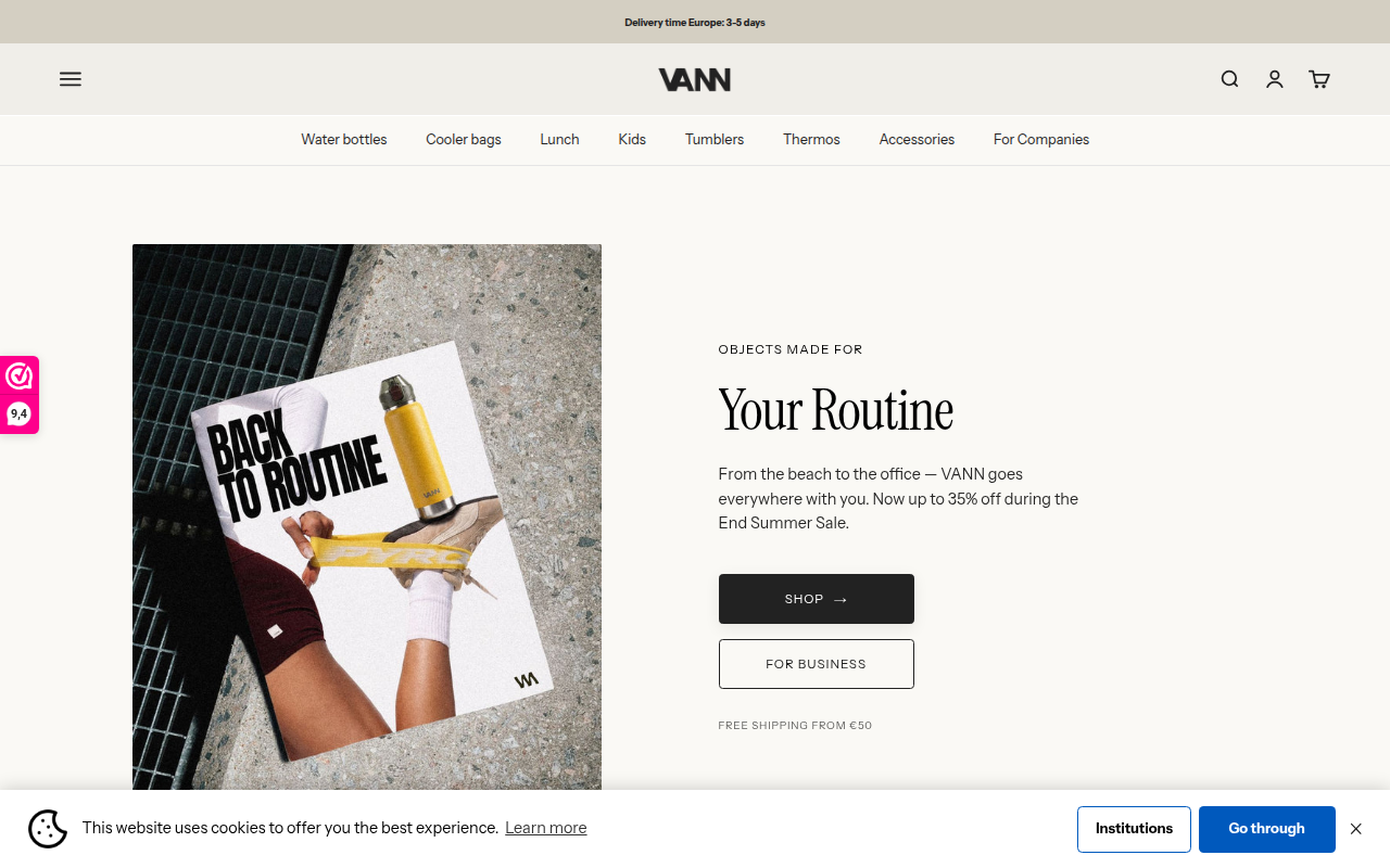 Screenshot van vannbottles.com