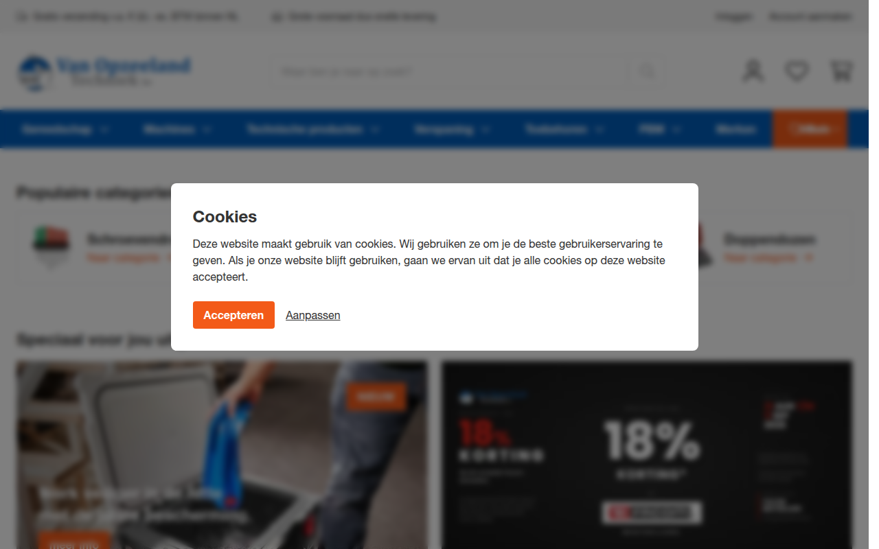Screenshot van vanopzeelandtechniek.nl