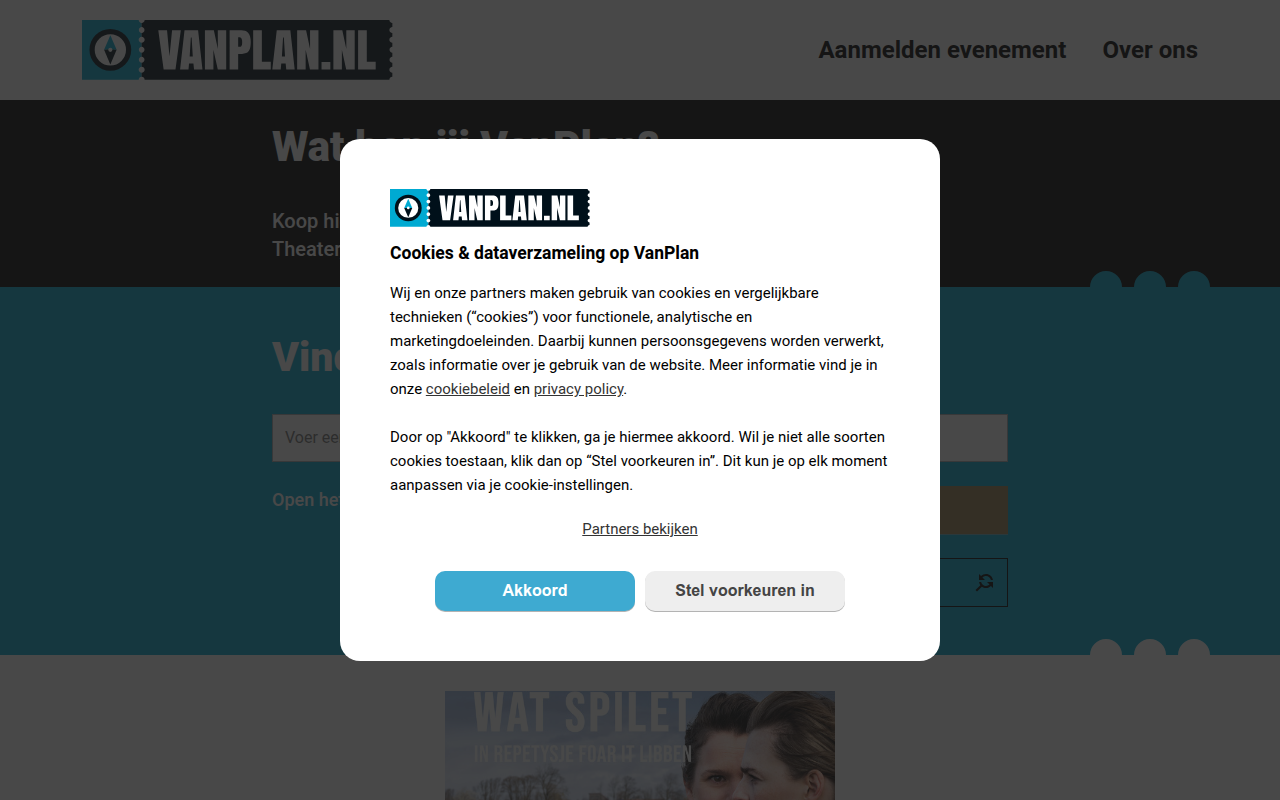 Screenshot van vanplan.nl