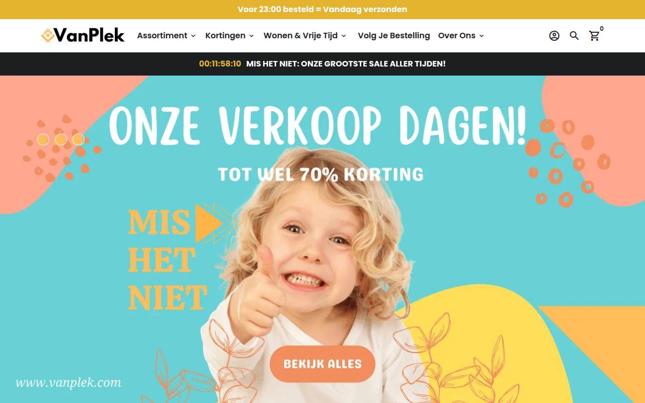 Screenshot van vanplek.com