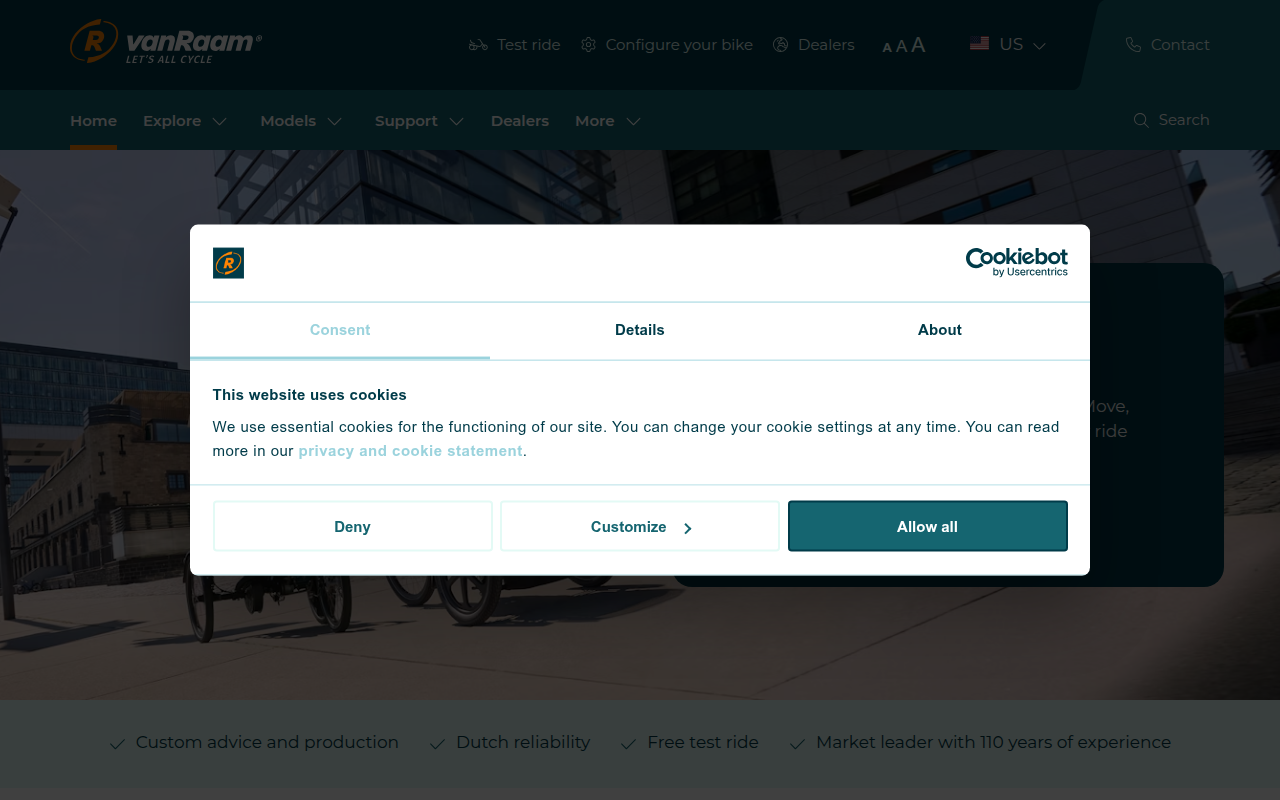 Screenshot van vanraam.com