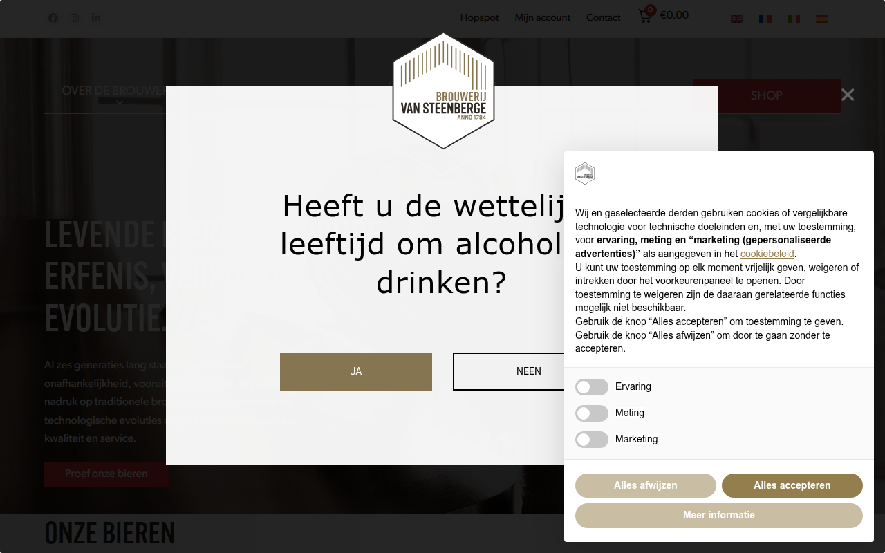 Screenshot van vansteenberge.com
