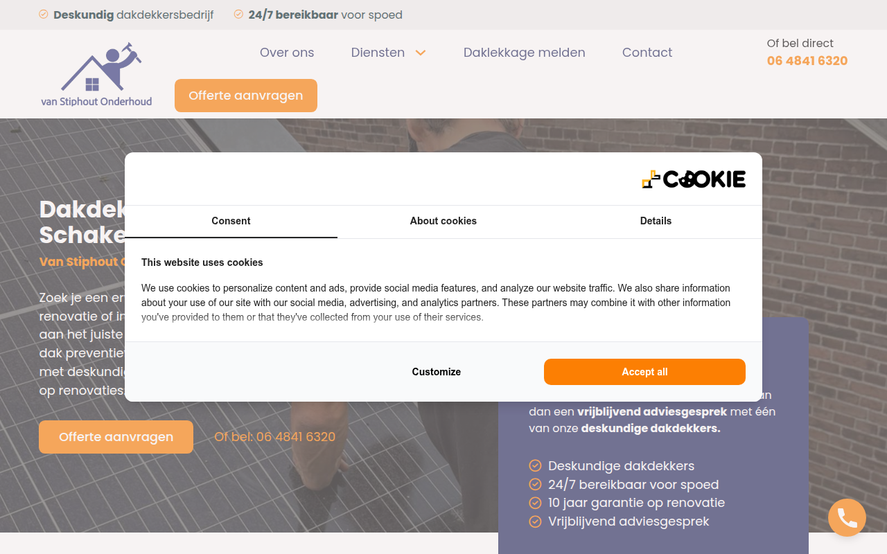 Screenshot van vanstiphoutonderhoud.nl