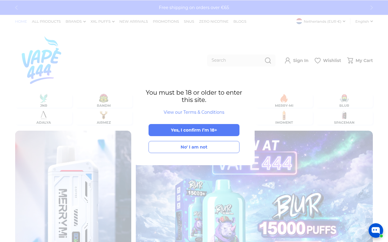 Screenshot van vape444.com