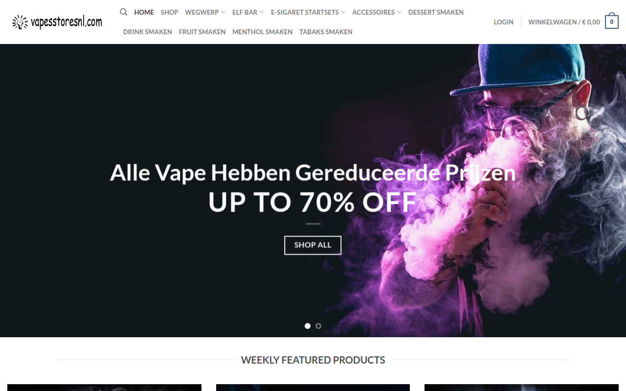 Screenshot van vapesstoresnl.com