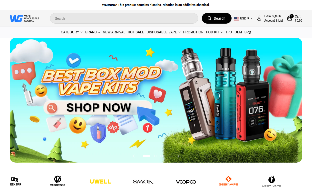 Screenshot van vapewholesaleglobal.com