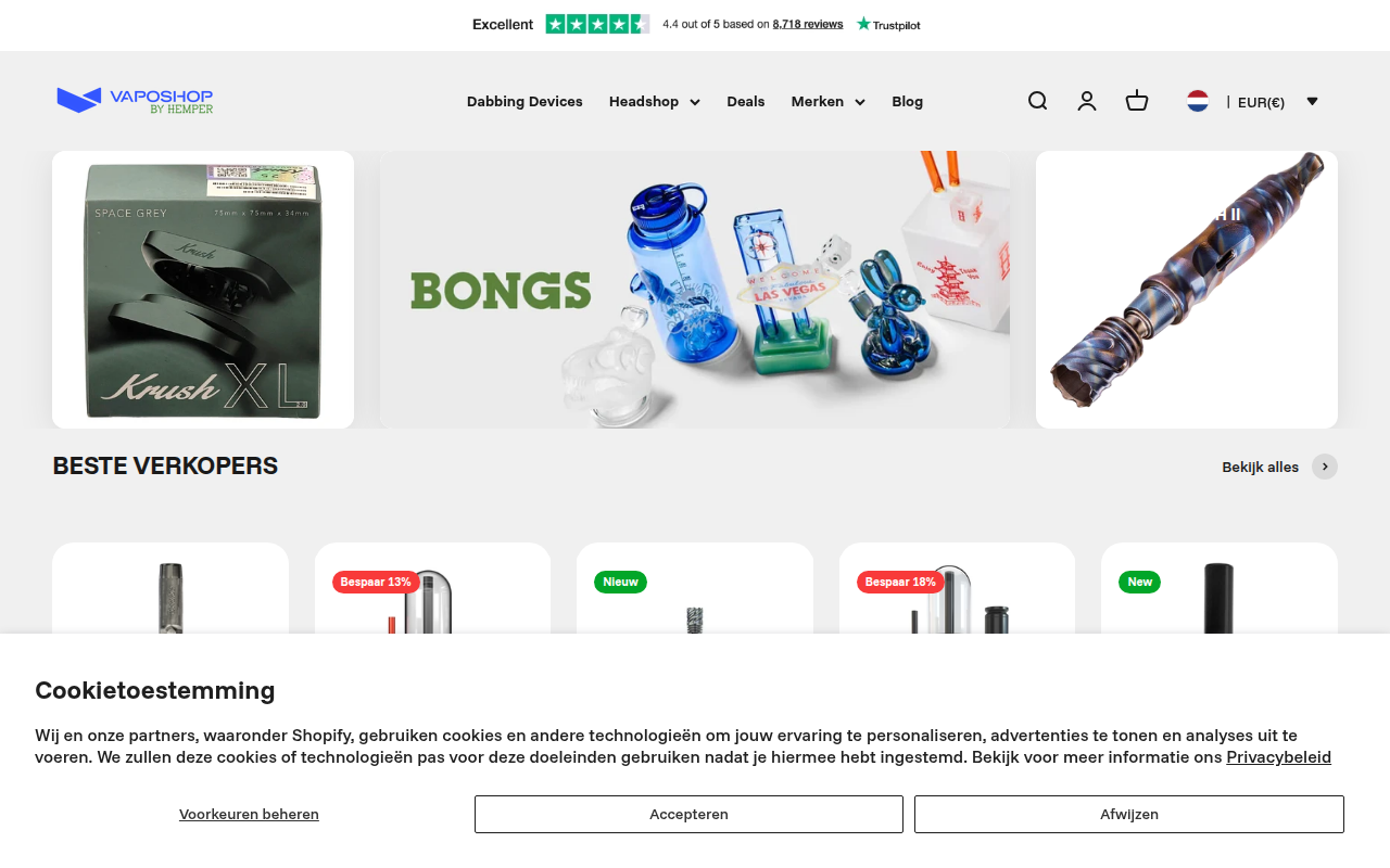Screenshot van Vaposhop