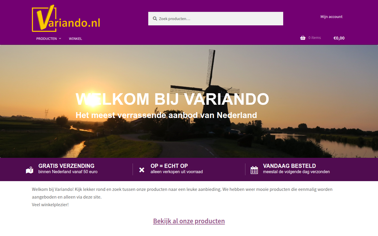 Screenshot van variando.nl