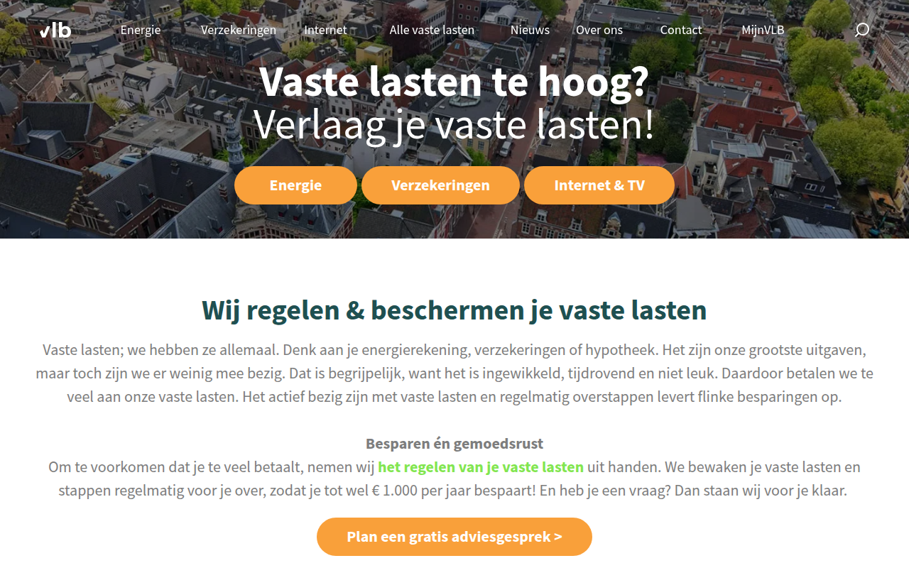 Screenshot van vastelastenbond.nl