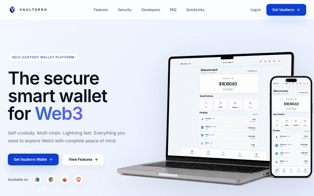 Screenshot van vaulterro.com