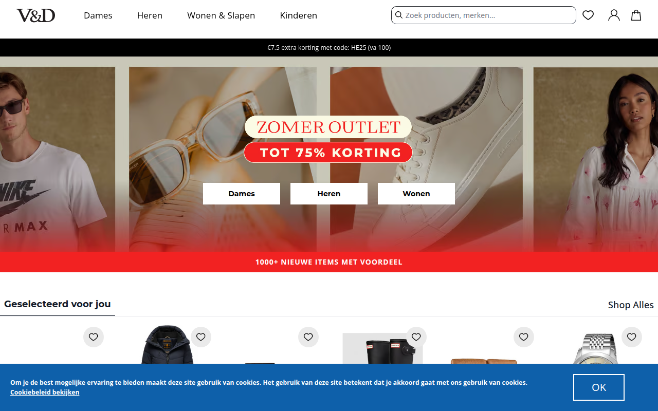 Screenshot van vd.nl