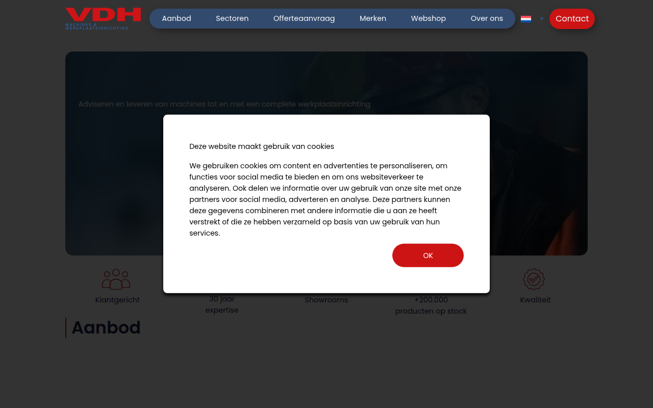 Screenshot van vdhmachines.com