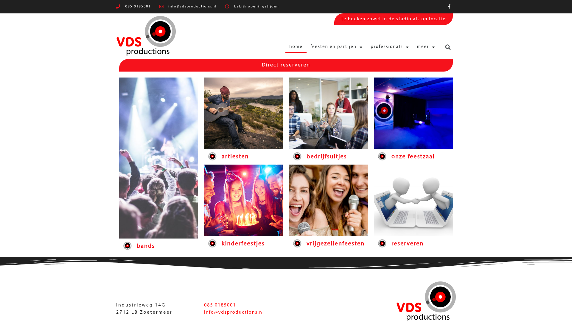 Screenshot van vdsproductions.nl
