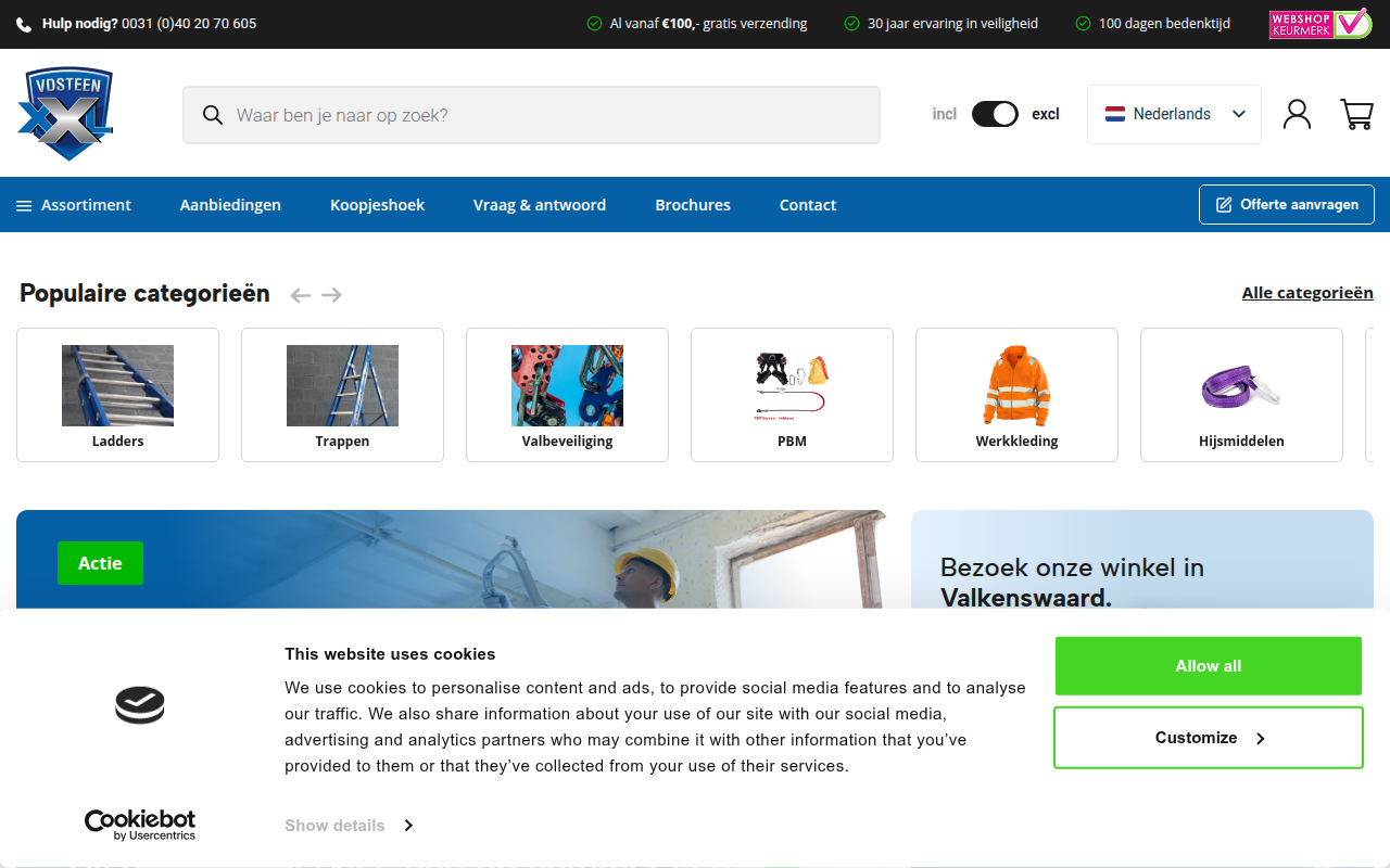 Screenshot van vdsteenxxl.com