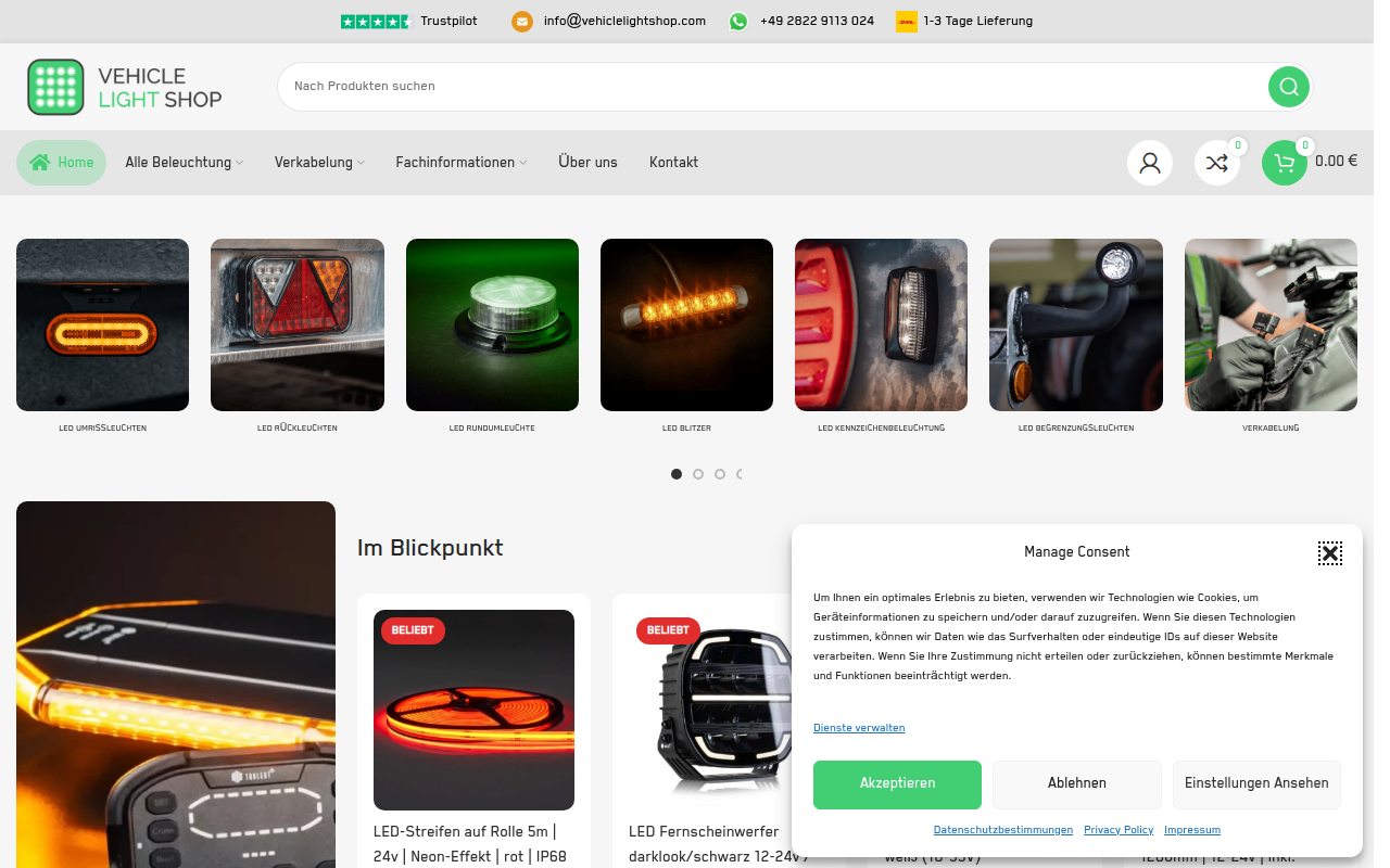 Screenshot van vehiclelightshop.com