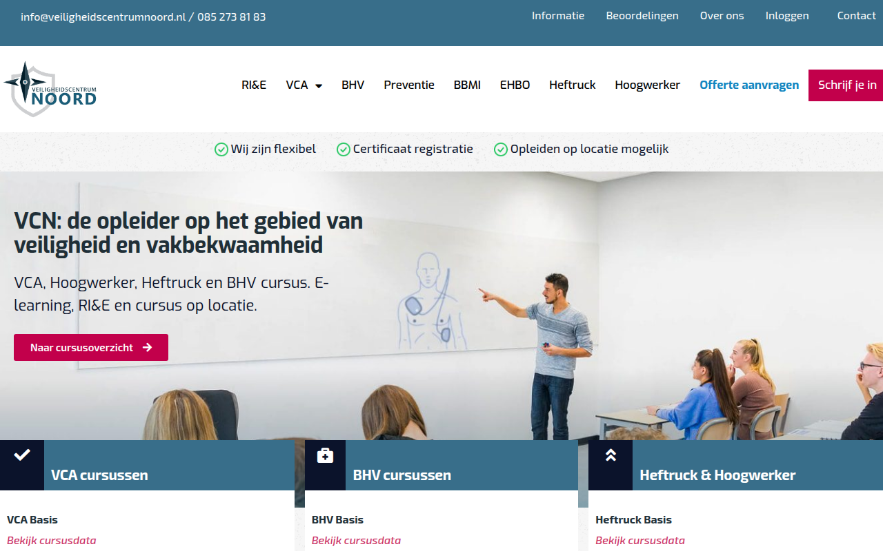 Screenshot van veiligheidscentrumnoord.nl