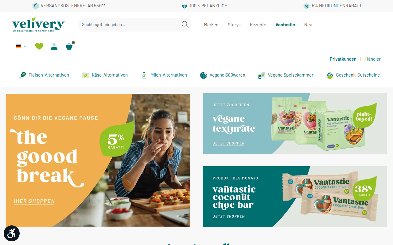Screenshot van velivery.com