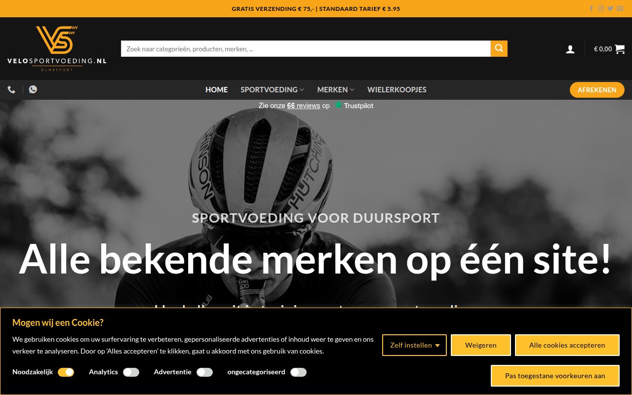 Screenshot van velosportvoeding.nl