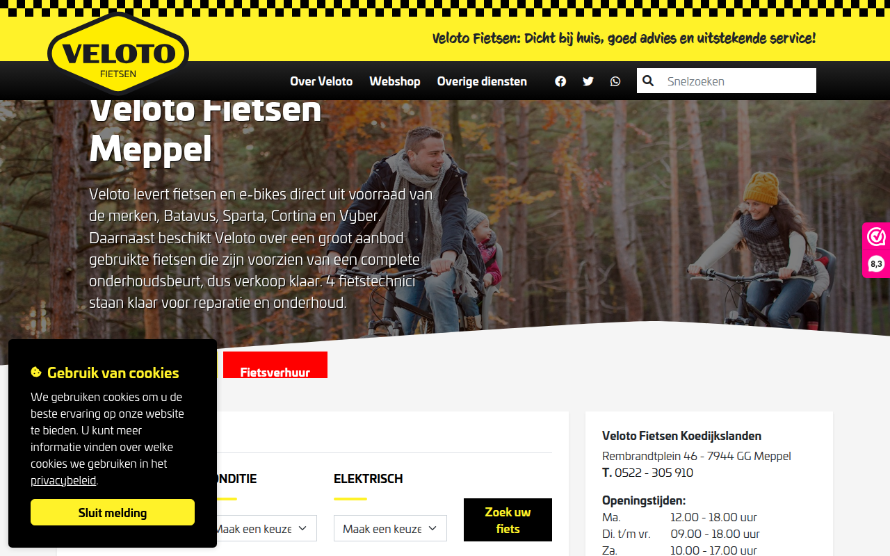 Screenshot van veloto.nl