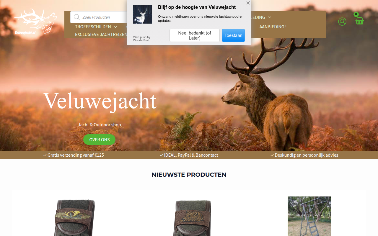 Screenshot van veluwejacht.nl