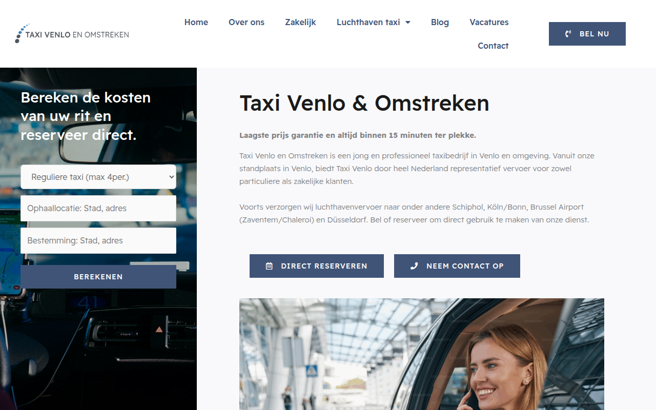 Screenshot van venlotaxi.nl