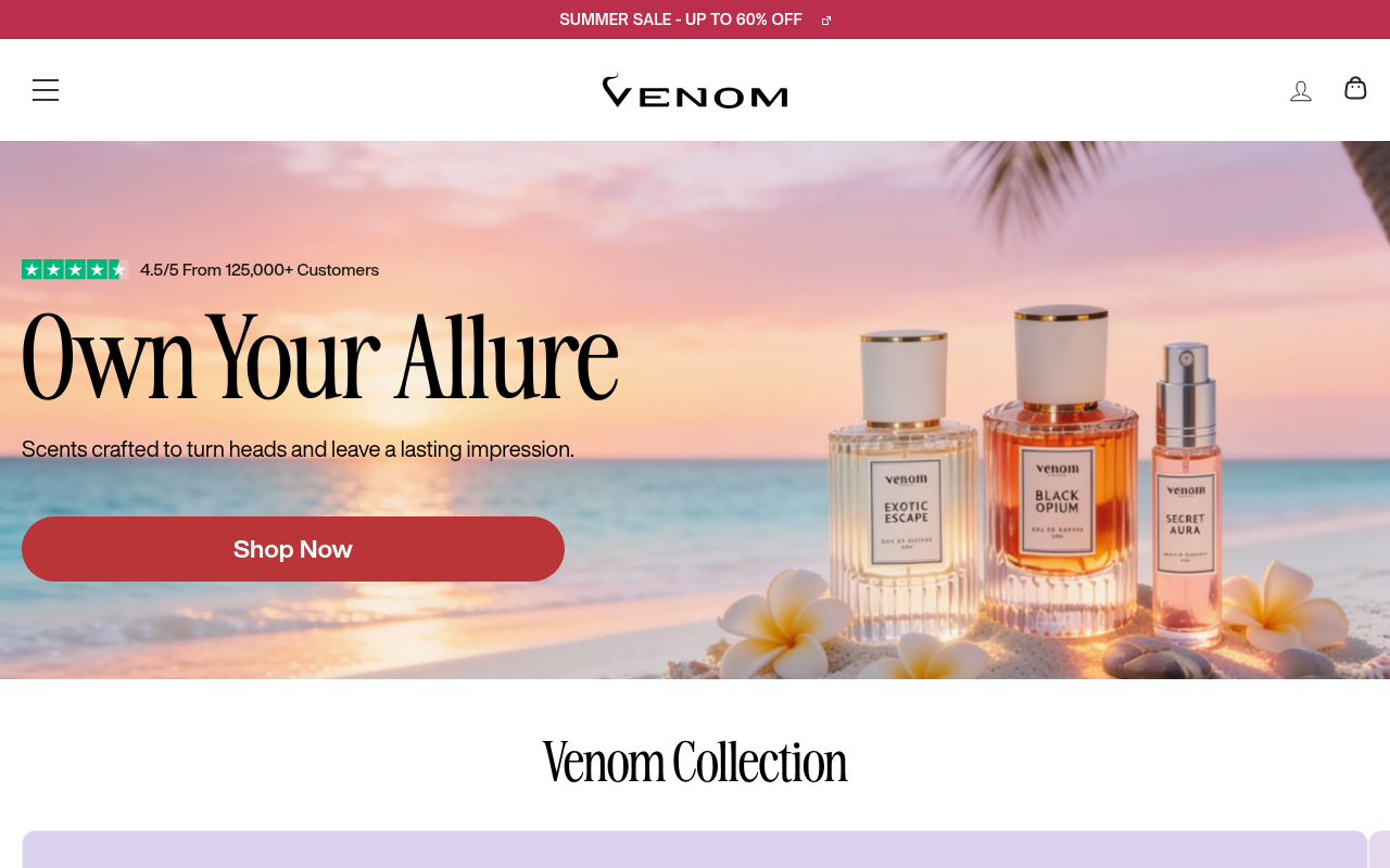 Screenshot van venomscent.com