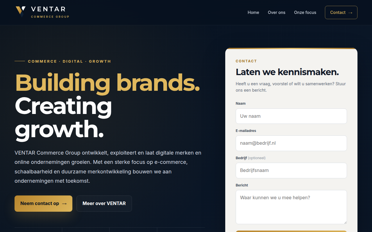 Screenshot van ventar.nl
