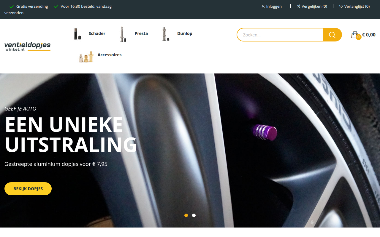 Screenshot van ventieldopjeswinkel.nl