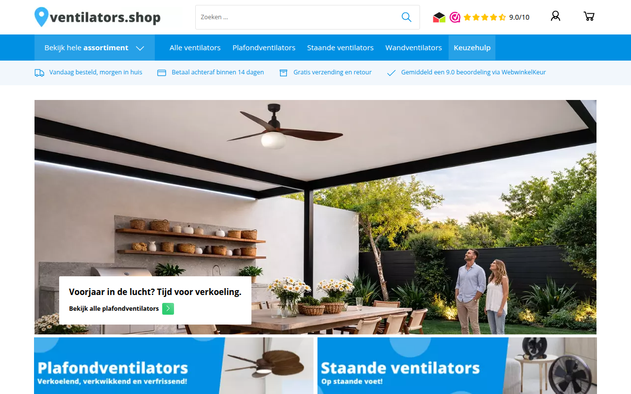 Screenshot van ventilators.shop