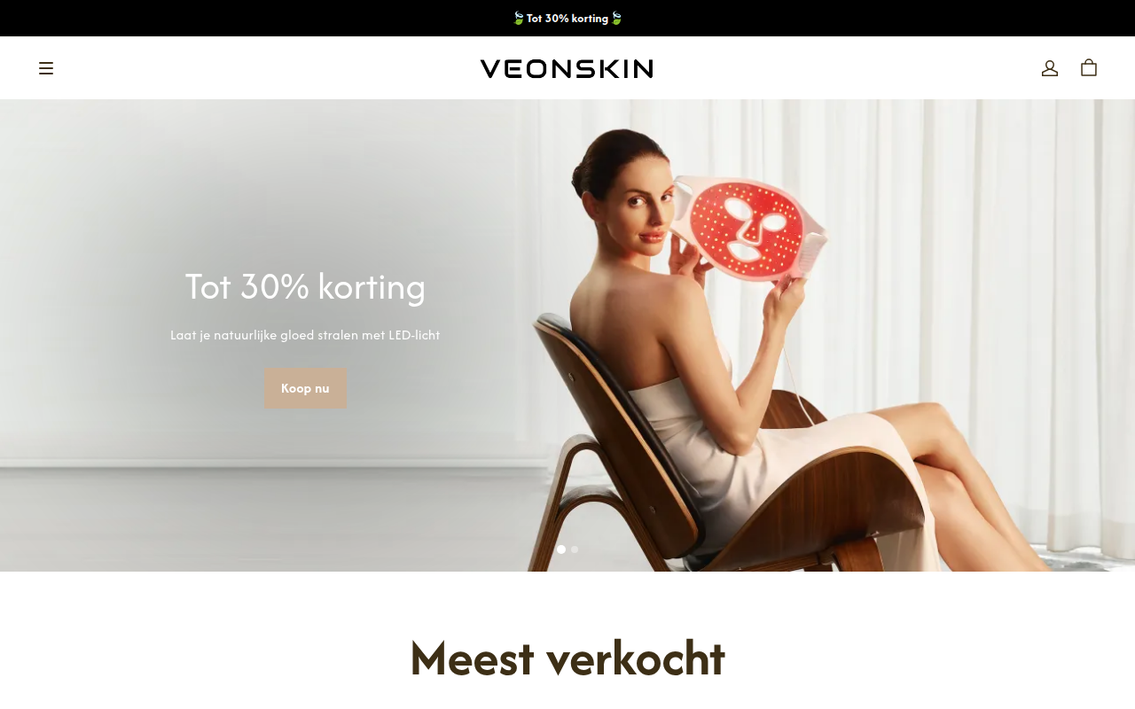 Screenshot van veonskin.nl