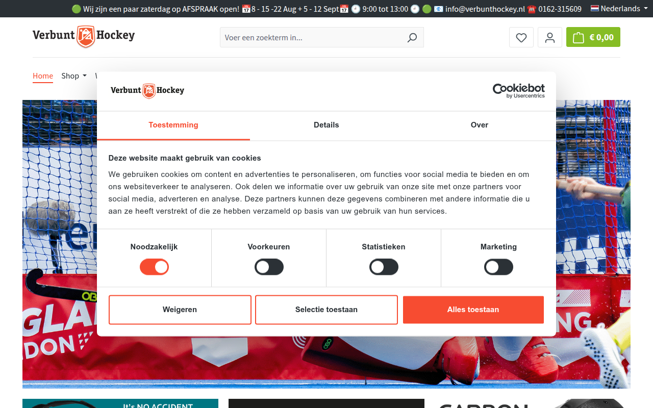Screenshot van verbunthockey.nl
